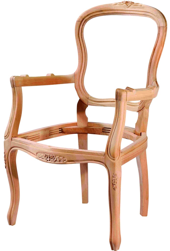 Fauteuil squelette en bois avec sculpture