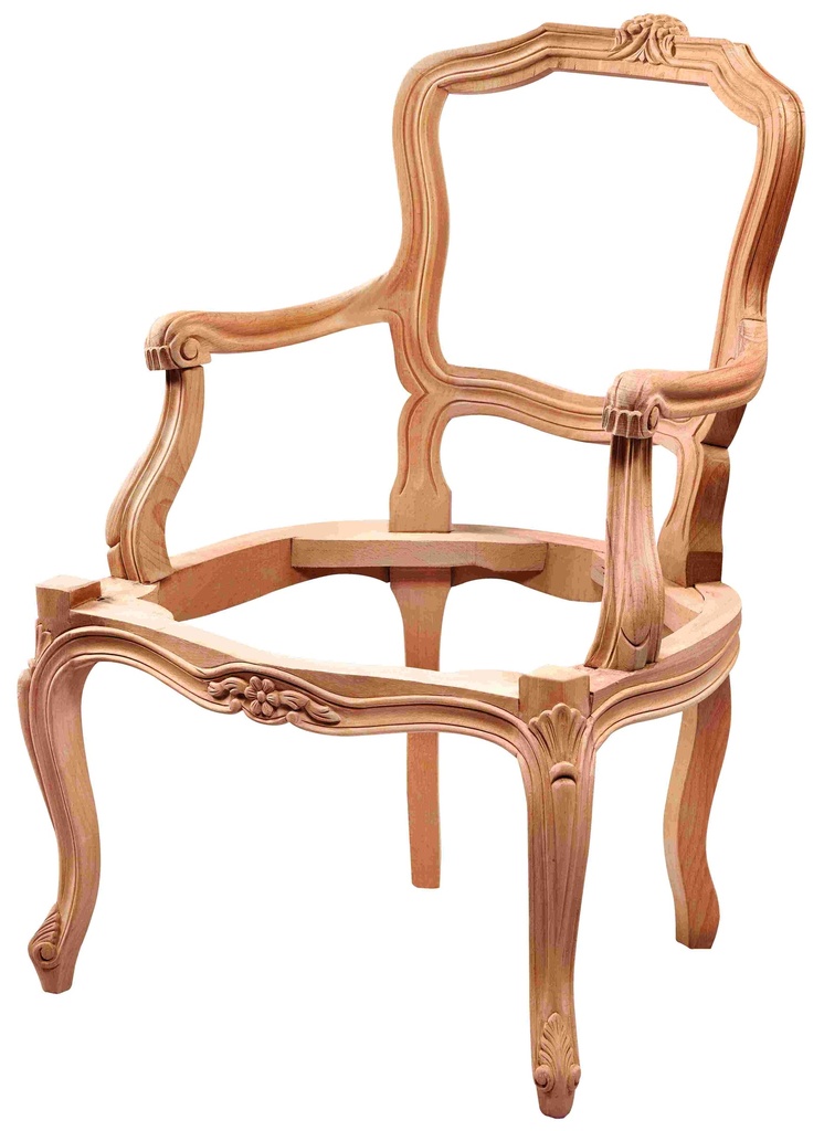 Fauteuil squelette en bois avec sculpture