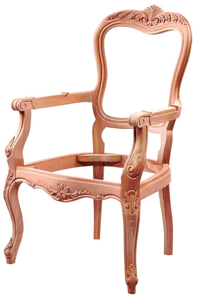 Fauteuil squelette en bois avec sculpture