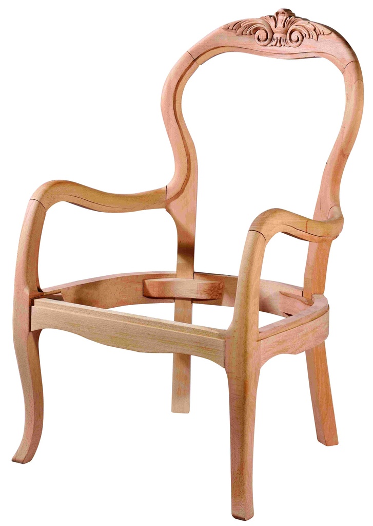 Fauteuil squelette en bois avec sculpture