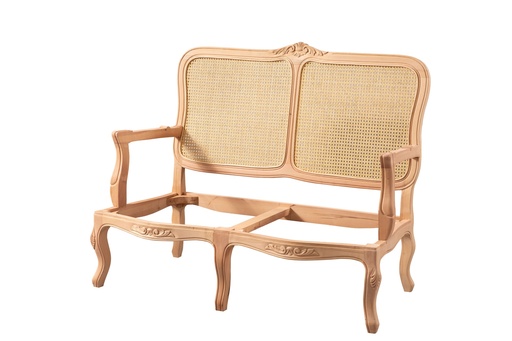 [6156N] Holz Sofa Skelett mit Rattan und Skulptur