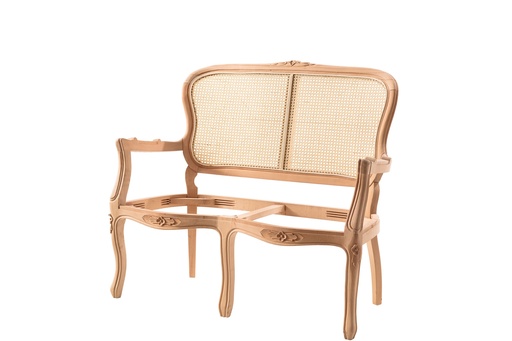 [6164N] Holz Sofa Skelett mit Rattan und Skulptur