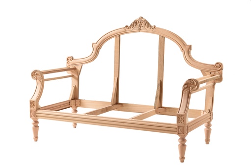 [6174N] Sofa en bois squelette avec sculpture