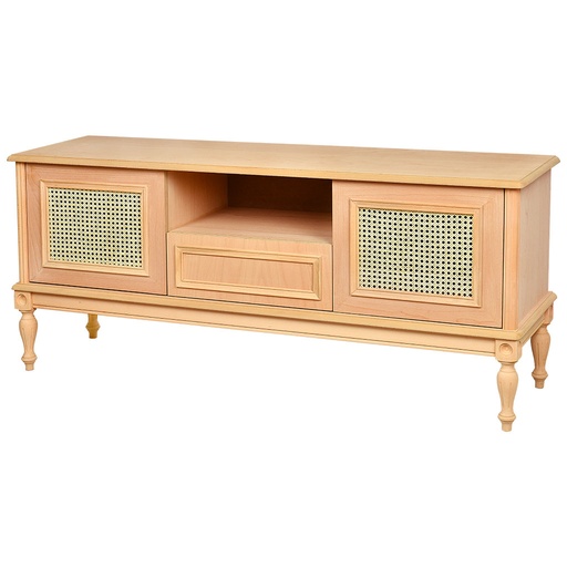 [6430C] The chest of wooden TV with rattan