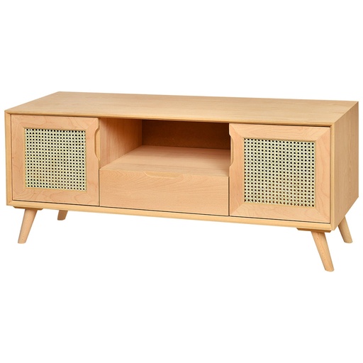 [6437C] The chest of wooden TV with rattan