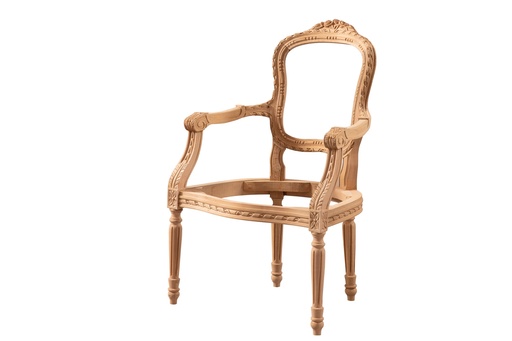 [6116N] Skeleton wooden armchair with sculpture