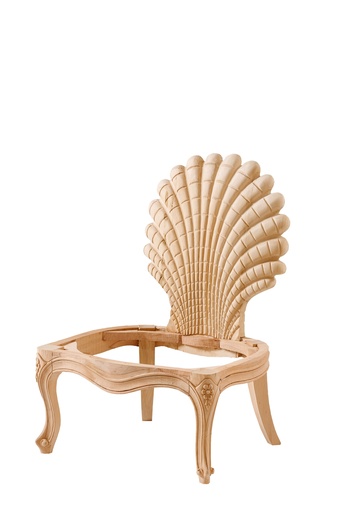 [6144N] Fauteuil squelette en bois avec sculpture