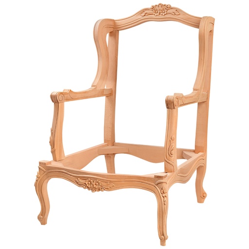 [6755C] Fauteuil squelette en bois avec sculpture