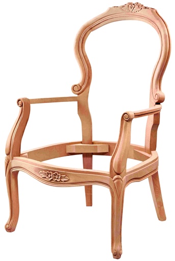 [BRJ-121] Fauteuil squelette en bois avec sculpture