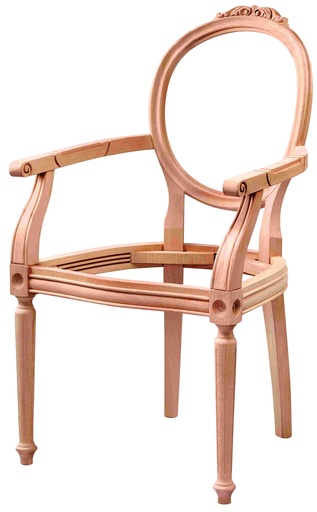 [BRJ-133] Fauteuil squelette en bois avec sculpture