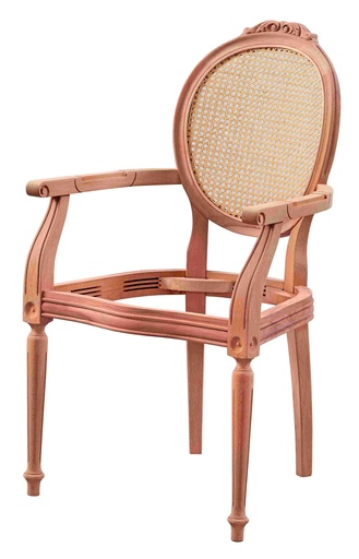 [BRJ-134] Fauteuil squelette en bois avec rotin et sculpture