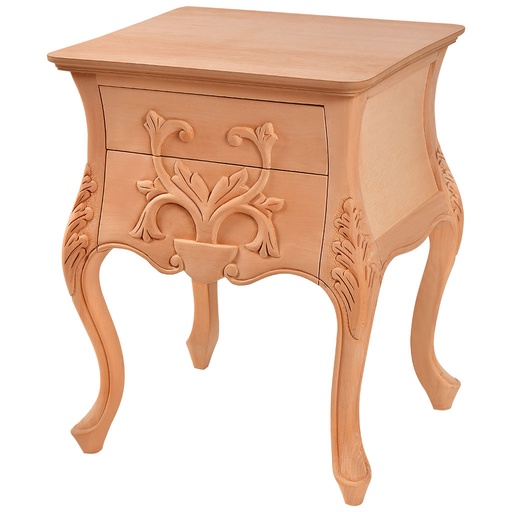 [5251C] Wooden bedside table with sculpture