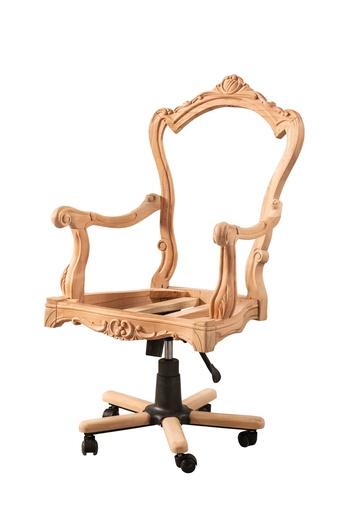 [5510N] Skeleton Wooden Office Chair with sculpture