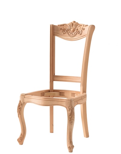 [5526N] Chaise en bois squelette avec sculpture