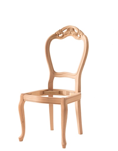 [5527N] Chaise en bois squelette avec sculpture