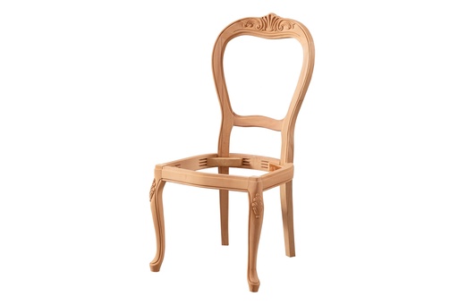 [5602N] Chaise en bois squelette avec sculpture