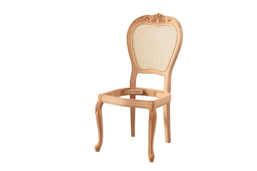 [5603N] Skeleton wooden chair with rattan and sculpture