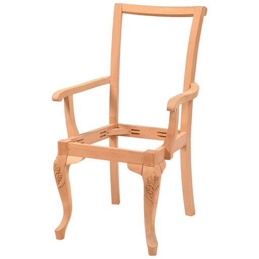 [5783C] Skeleton wooden chair with arms and sculpture