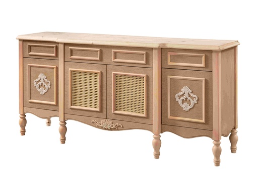 [4120N] Wood and MDF maid with rattan