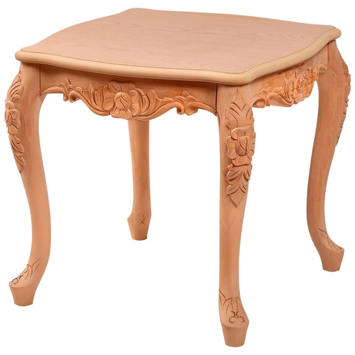 [5403C] Square wooden table with sculpture