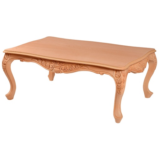 [5406C] La table basse rectangulaire en bois avec sculpture