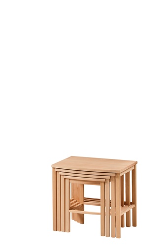 [2135N] Set of wood and MDF tables with sculpture