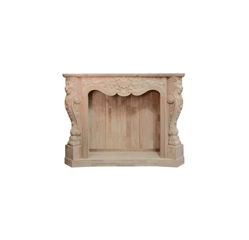 [L-004 A] Wooden fireplace with sculpture